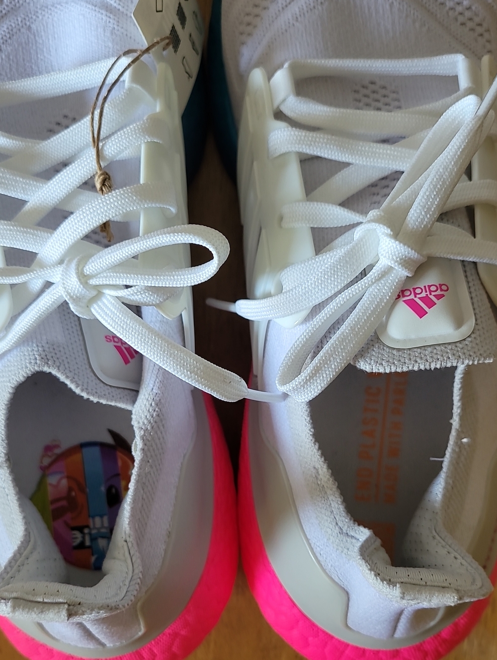 adidas Ultraboost Women's Running Shoes - White with Pink & Blue Gradient - Picture 6 of 9